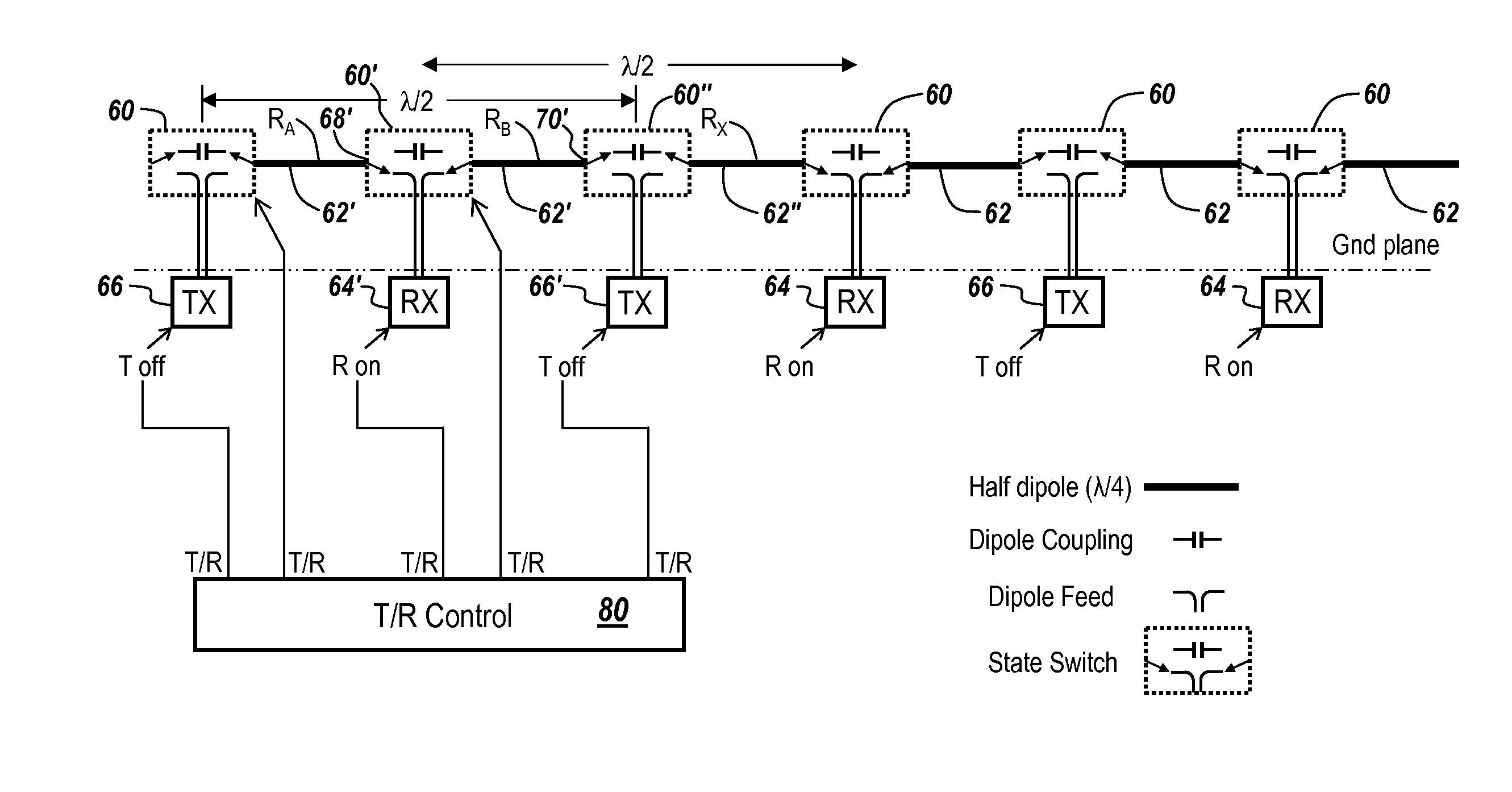 Method and apparatus for elimination of duplexers in transmit/receive phased array antennas