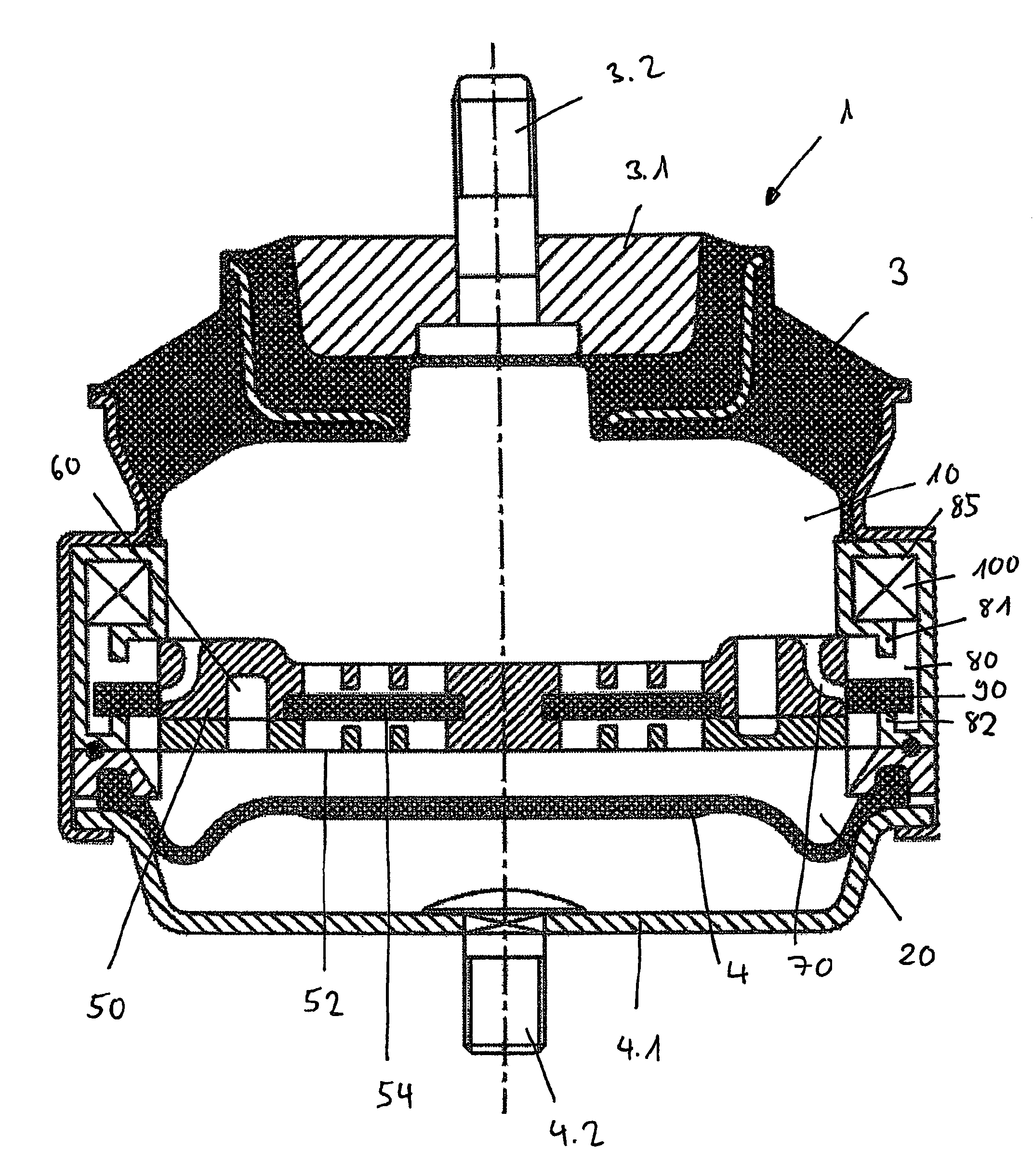 Switchable assembly bearing with hydraulic damping