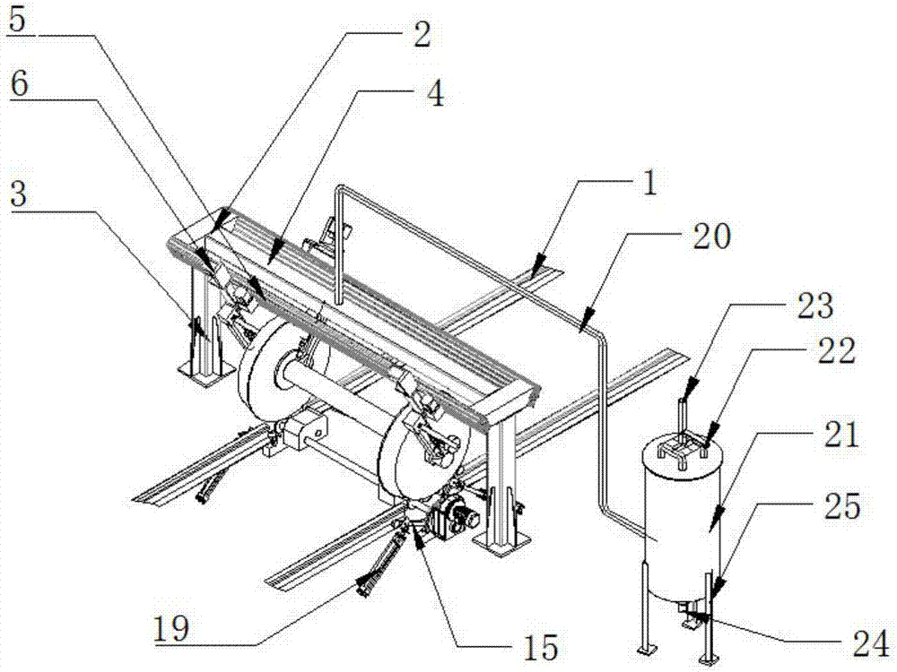 Train wheel set laser cleaning machine and train wheel set cleaning method