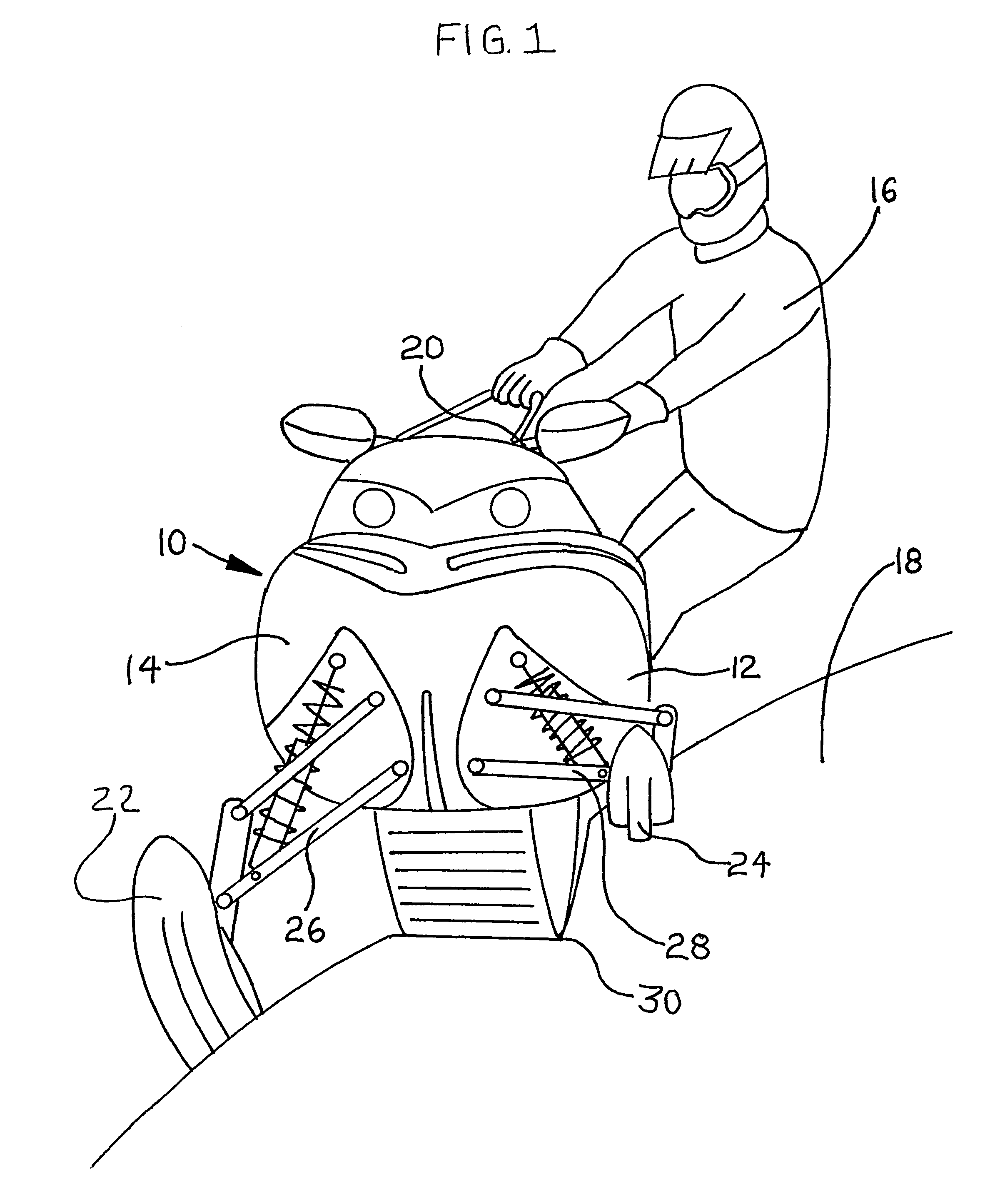 Roll enhancing snowmobile ski suspension for deeper snow riding