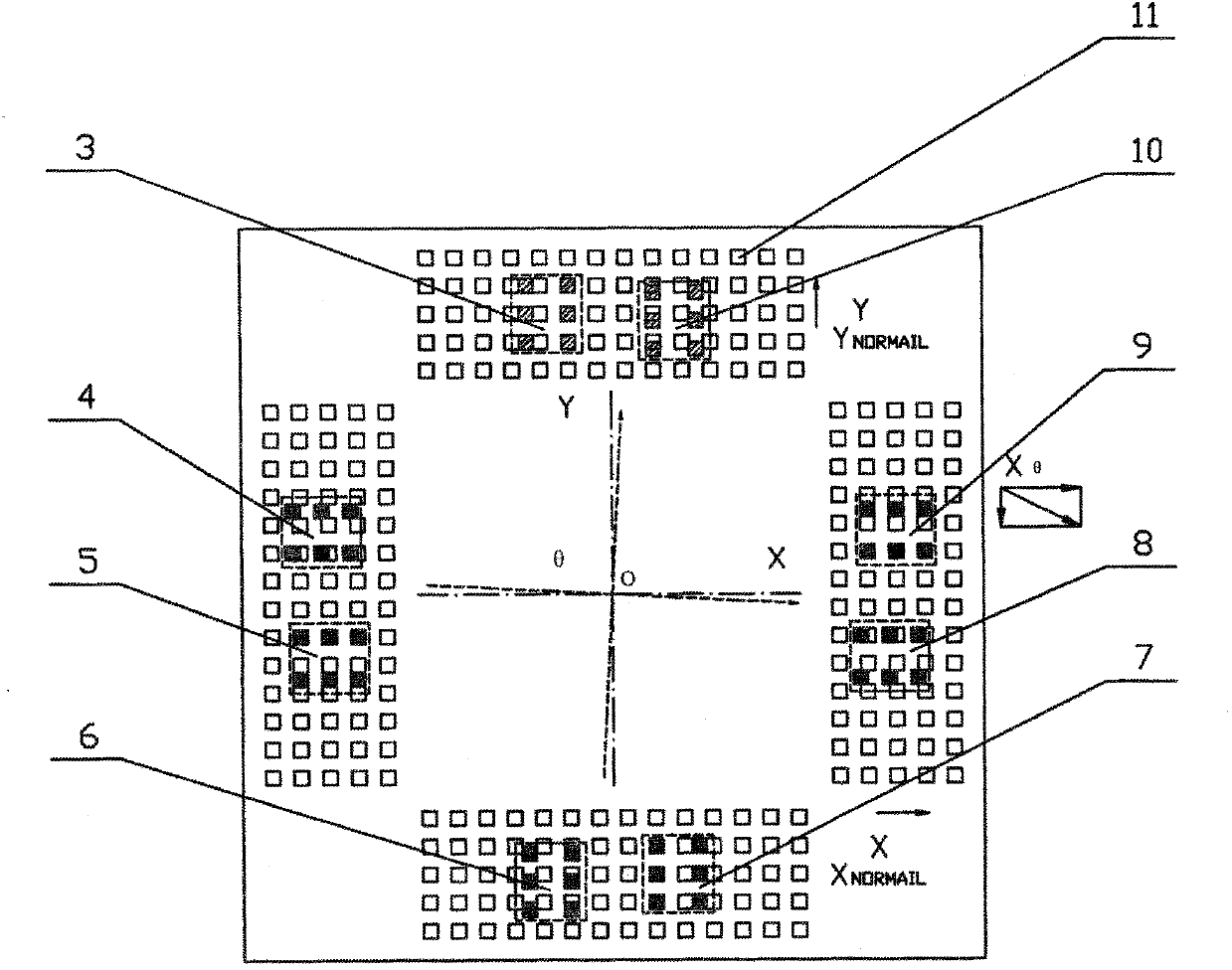 X-Y-Theta displacement direct decoupling measuring device and method based on plane capacitor