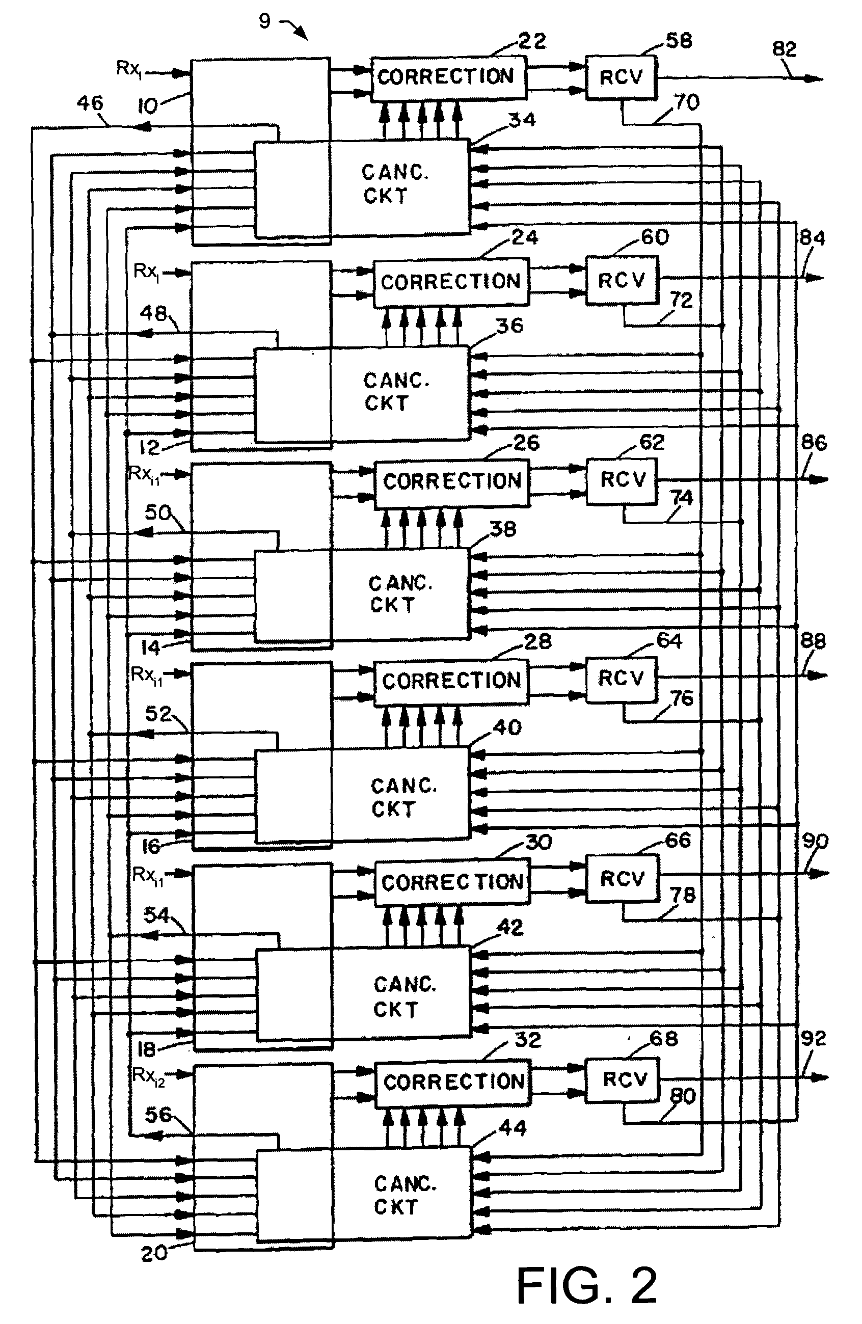 Interference suppression in a receiver during at least one of idle state and access state operation