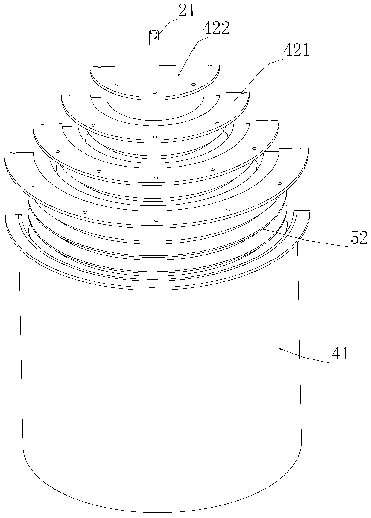 Multi-stage filtering device for polymer organic solution