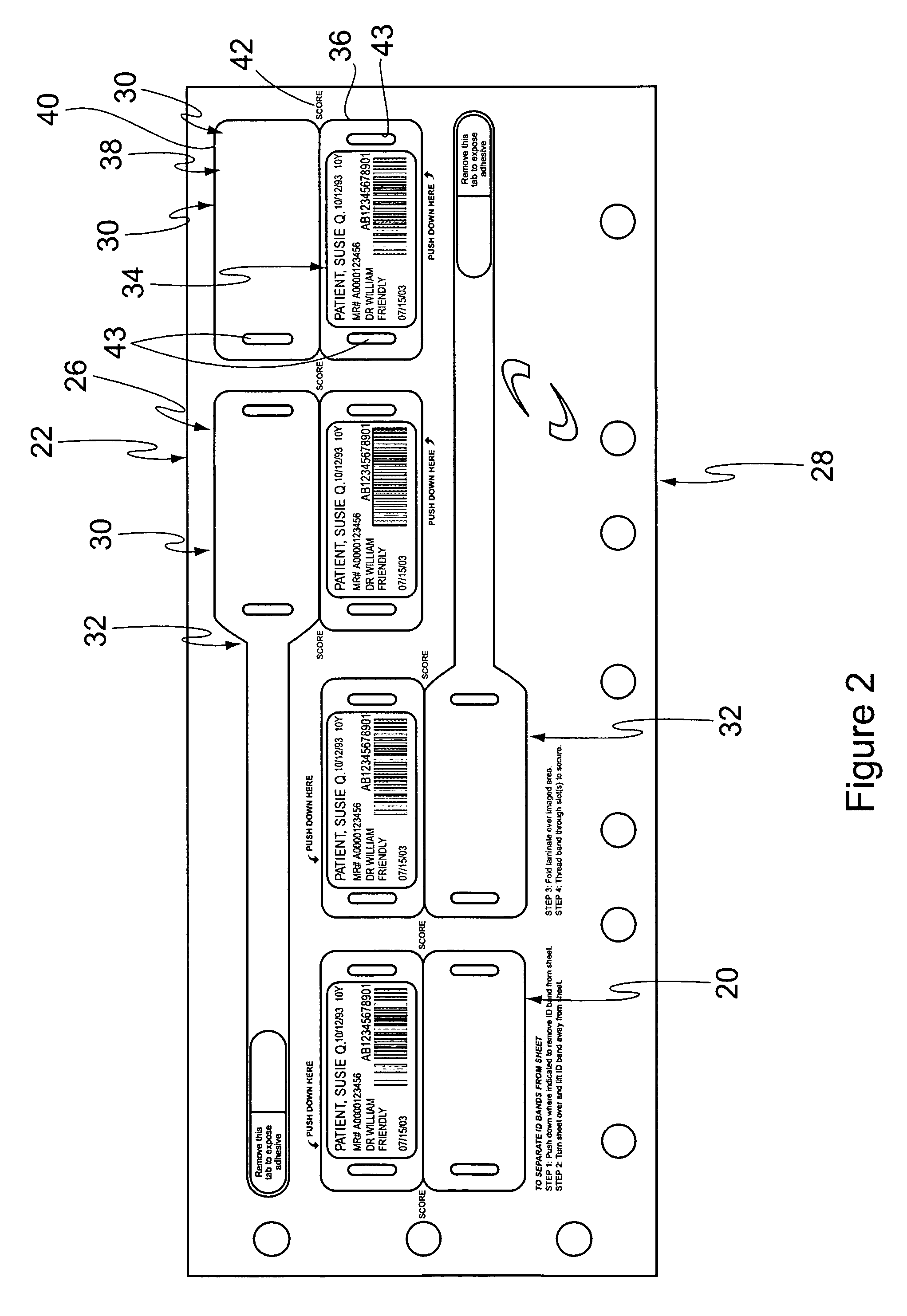 Cushioned wristband with self-laminating identity tag and adhesive patch