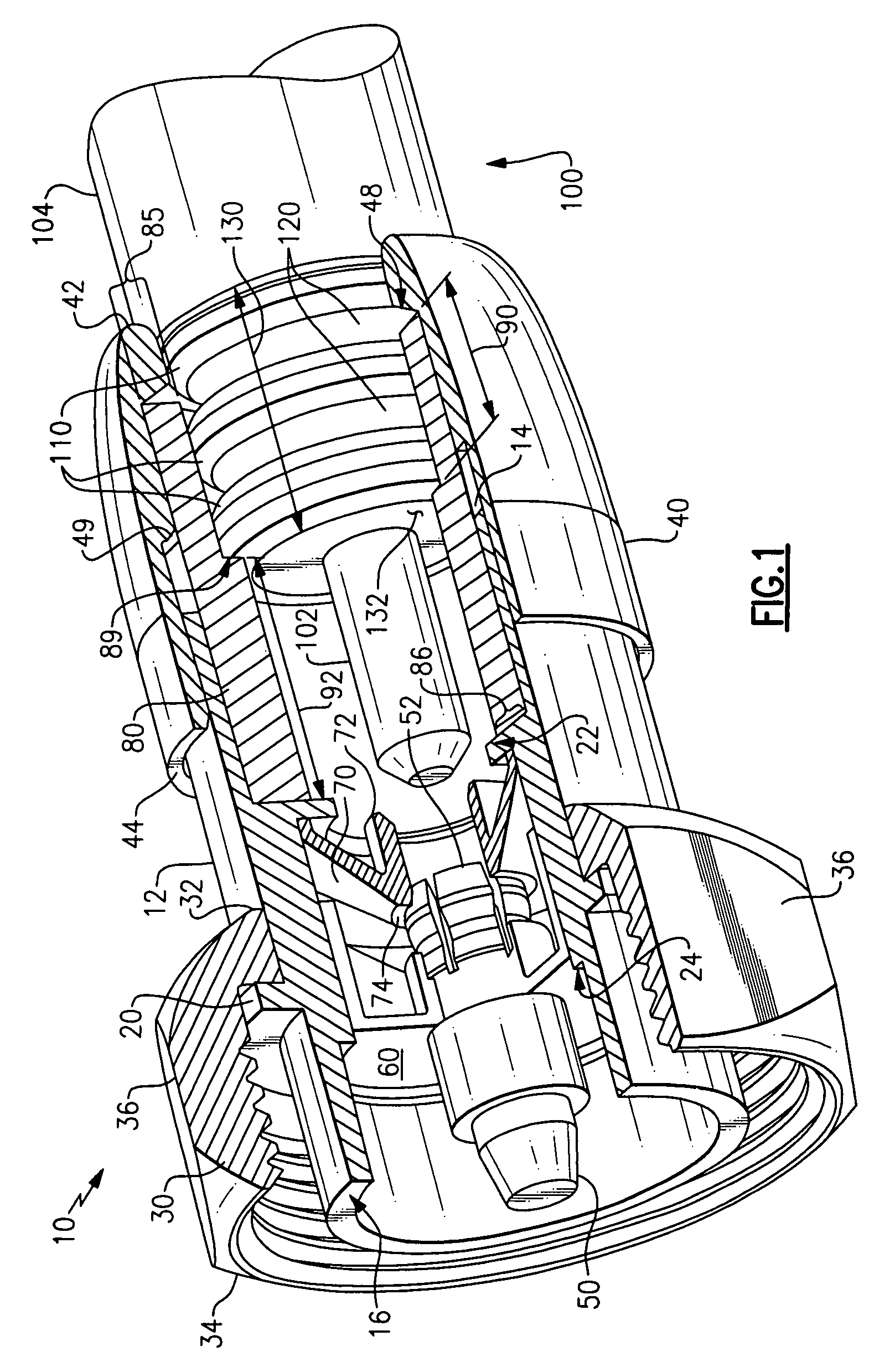 Compact compression connector with flexible clamp for corrugated coaxial cable