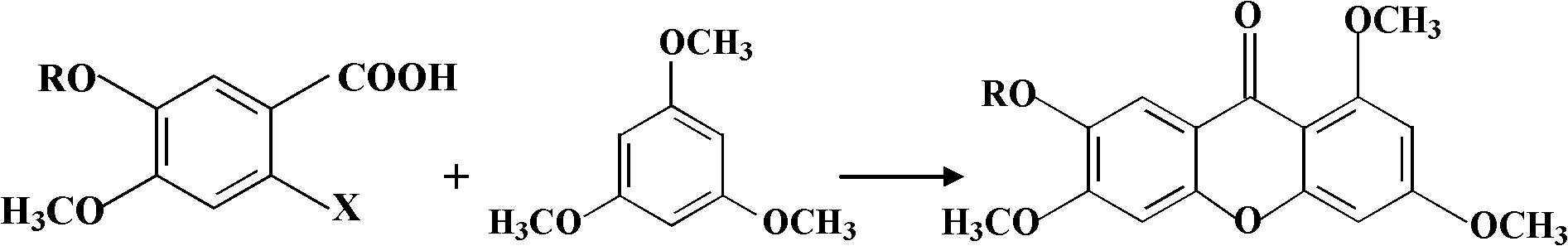 Method for preparing 1,3,6,7-tetrahydroxy xanthone