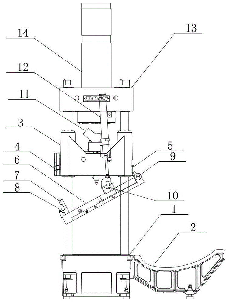 Overturning and curve supporting guide rail of die spotting machine overturning plate