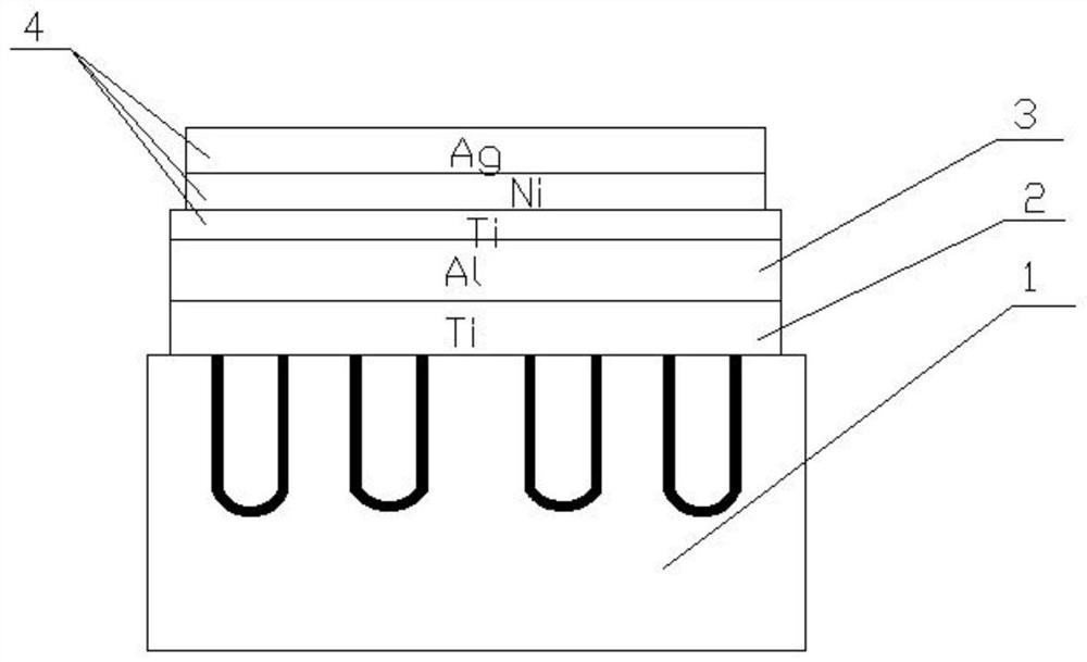 A method for manufacturing a grooved Schottky front silver surface metal structure