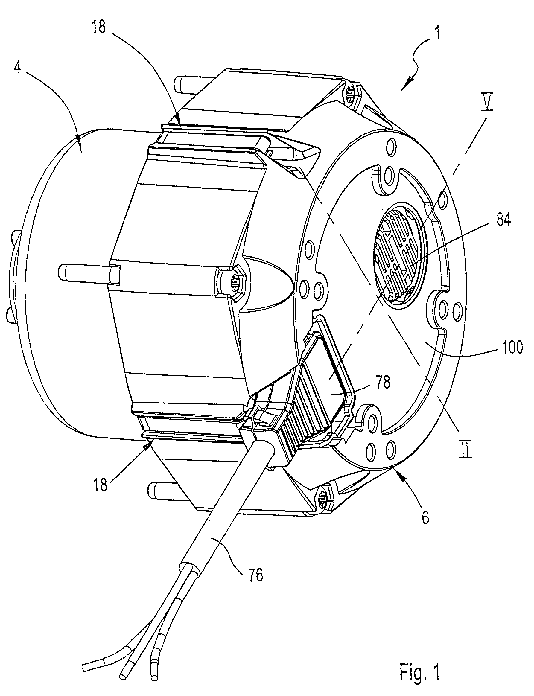 Electric motor with screwless plug-type mounting