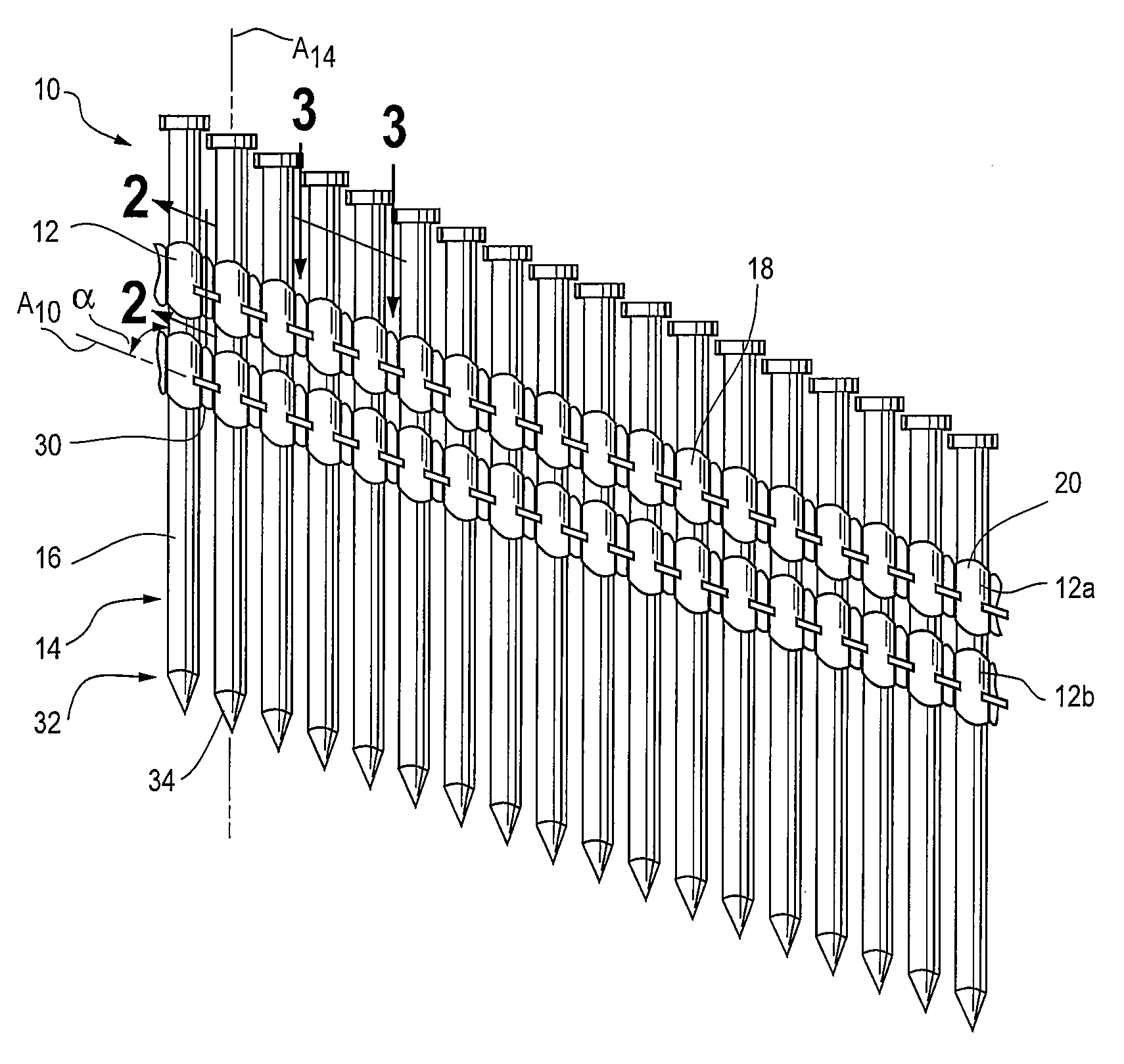 Debris-free plastic collating strip for nails