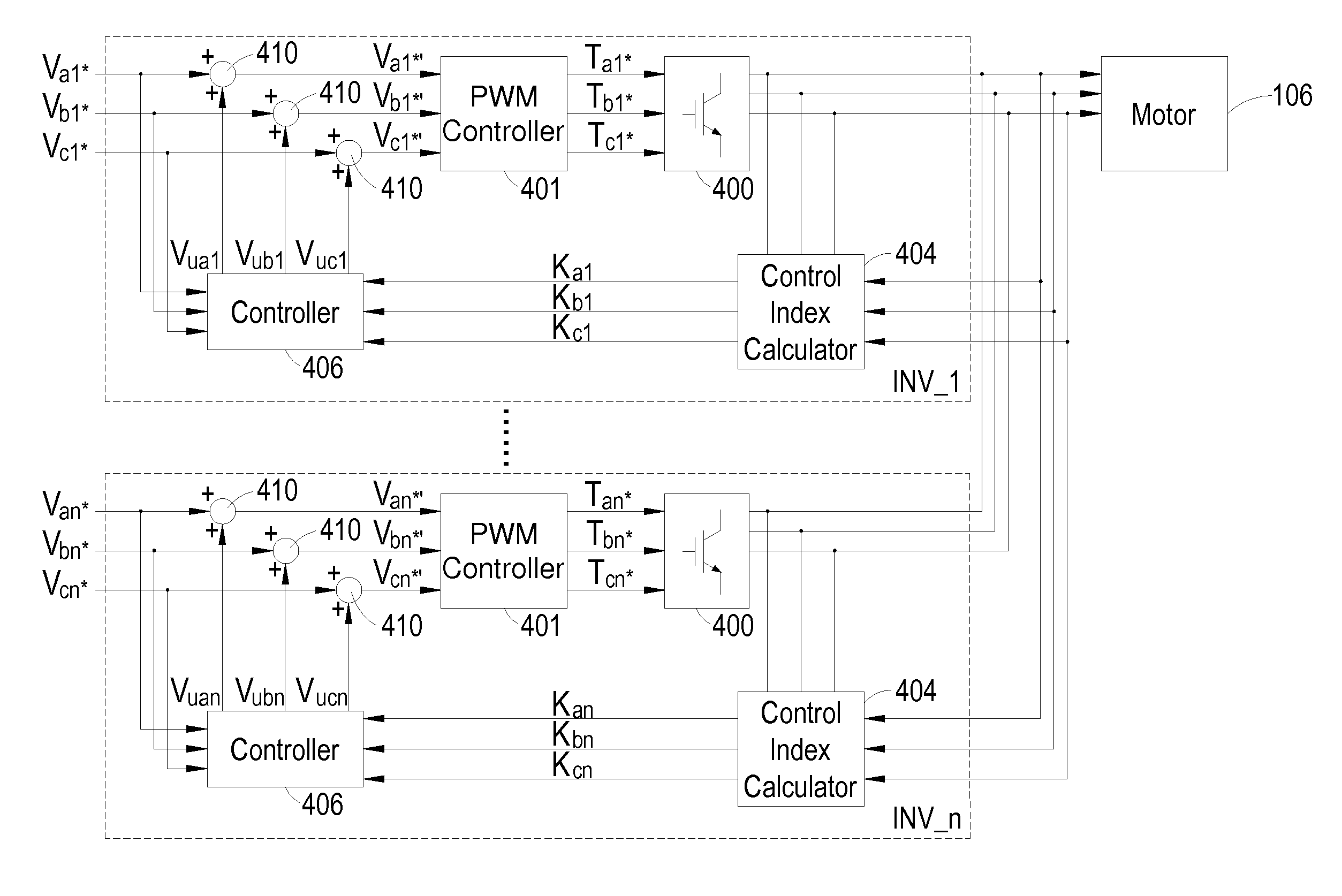 Parallel inverter drive system and the apparatus and method for suppressing circulating current in such system