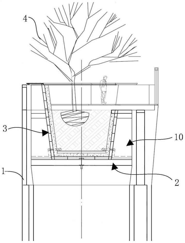 Silo structure three-dimensional greening structure and construction method thereof