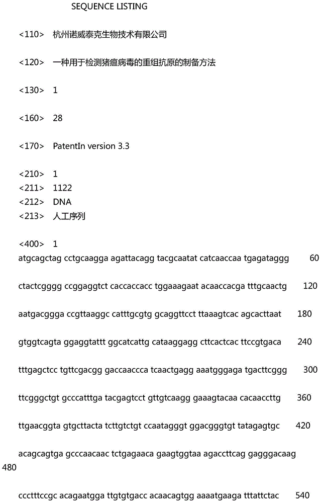 Preparation method of recombinant antigen for detecting swine fever virus