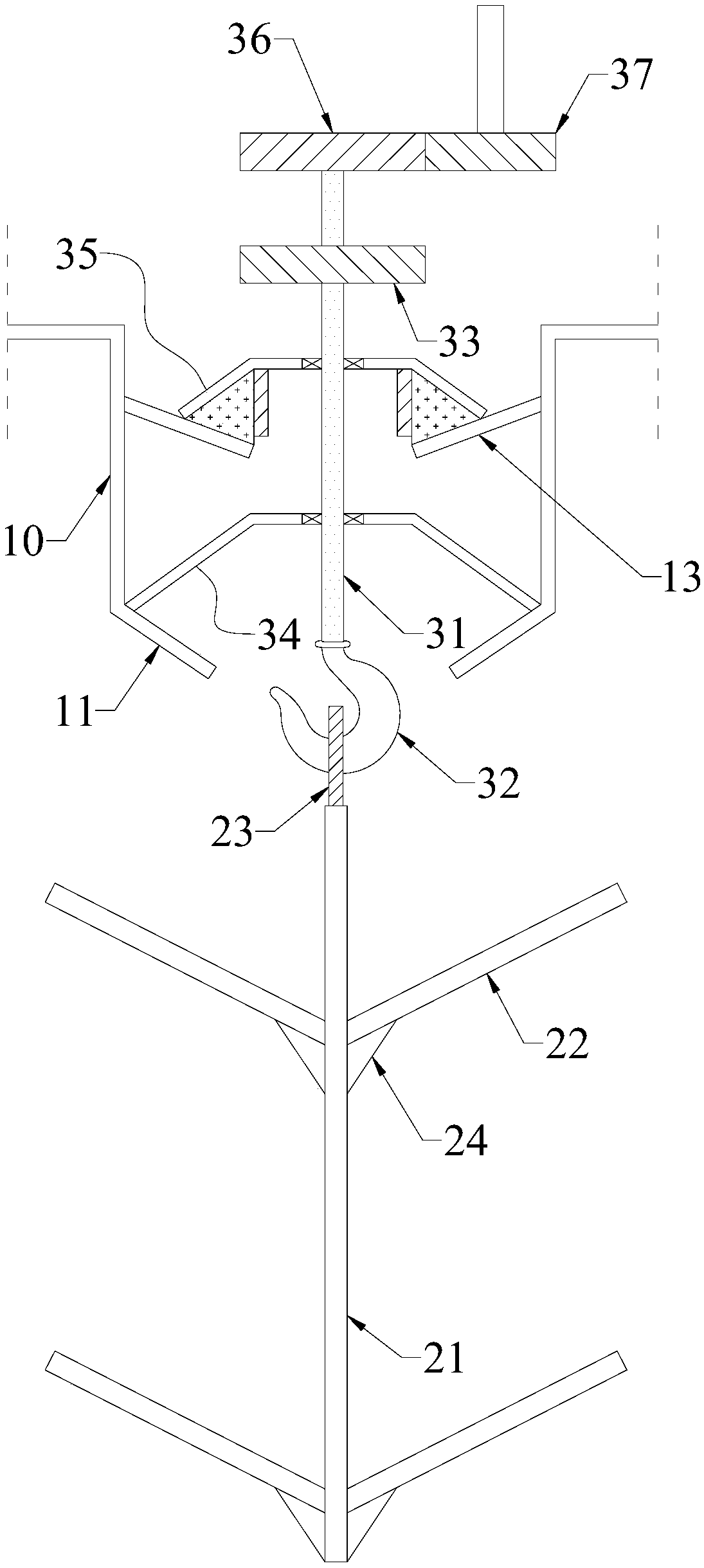 Dedicated hanging rack for shot blasting of cast cylinder block of engine