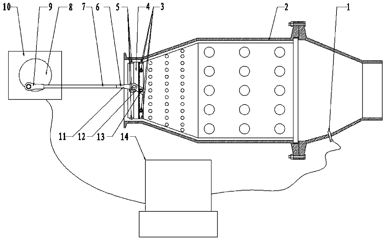 Supercharger test bench combustion chamber air inflow proportion adjusting device and method