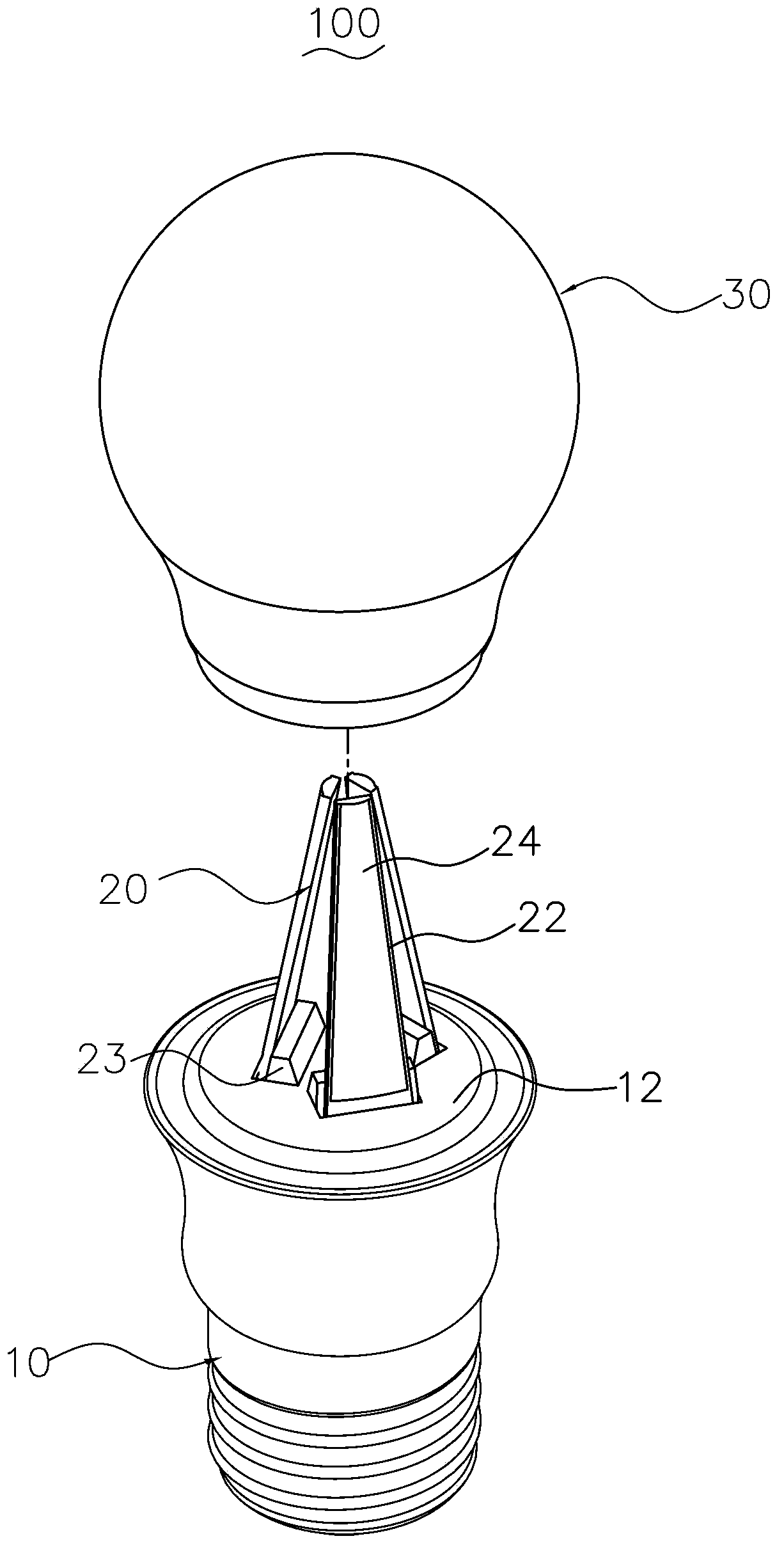 LED lamp with large light emission angle