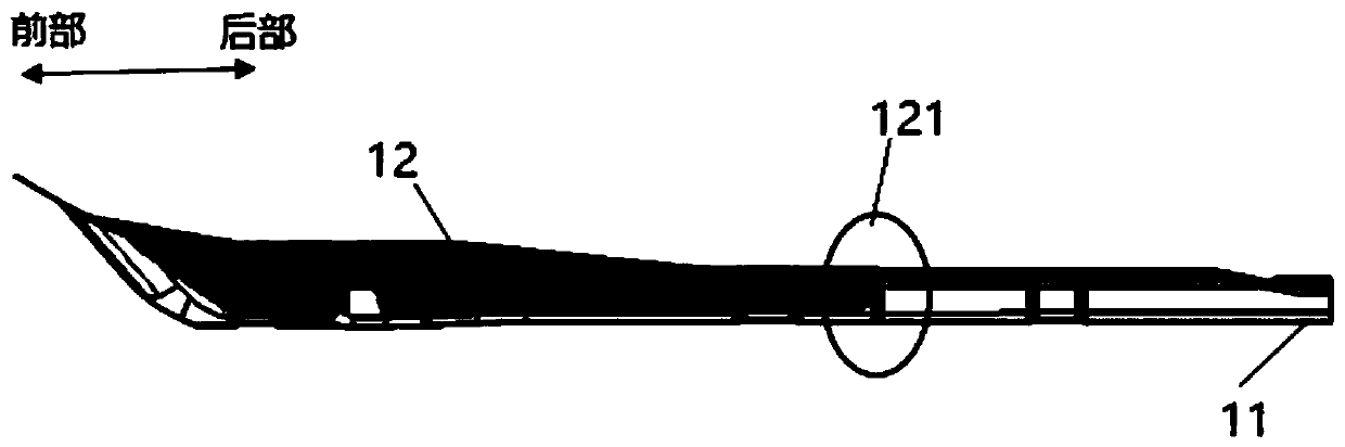 Middle channel structure and electric automobile