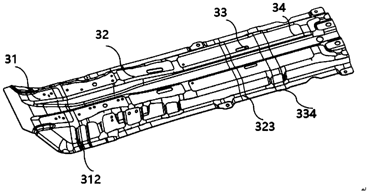 Middle channel structure and electric automobile