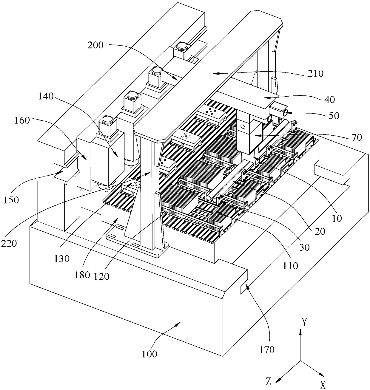 Plate picking-up and placing mechanism, and glass processing machine and method