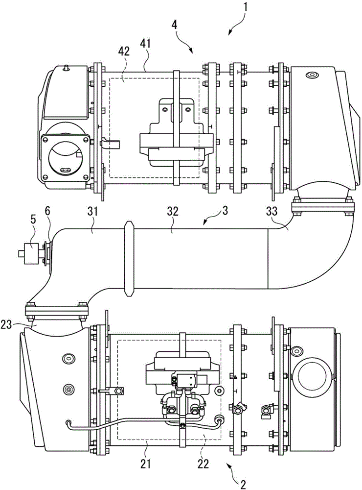 Reductant aqueous solution mixing device and exhaust gas post-treatment device equipped with it