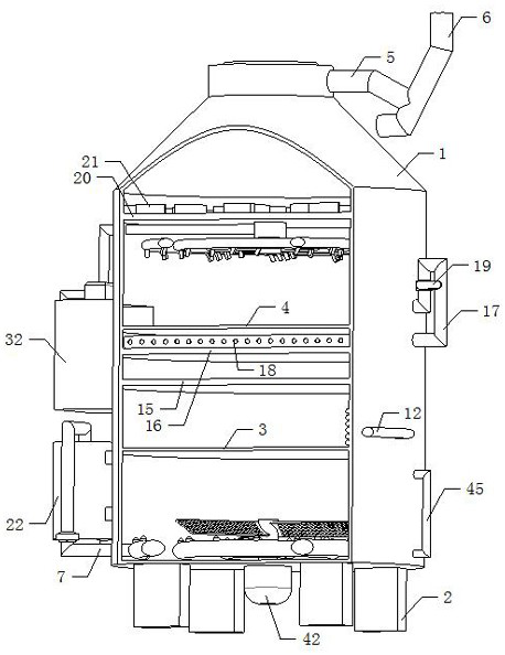 Waste gas treatment equipment for defecation nursing machine