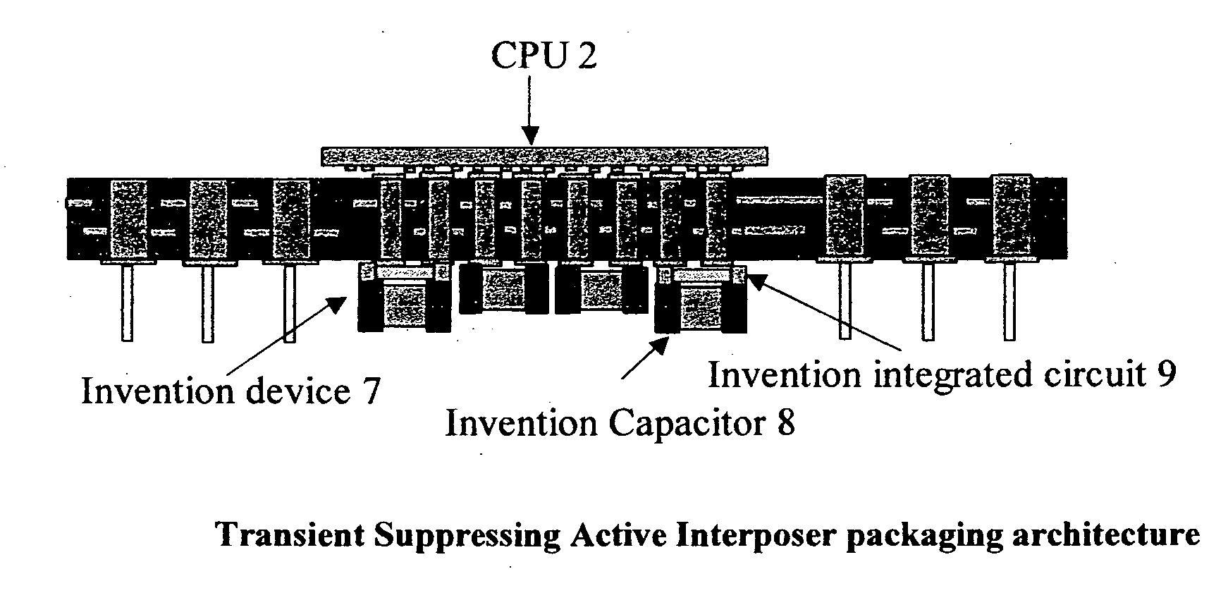 Voltage droop suppressing active interposer