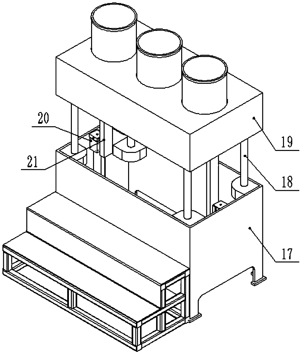 Automatic compensation filling device for isostatic press moulding of energetic materials