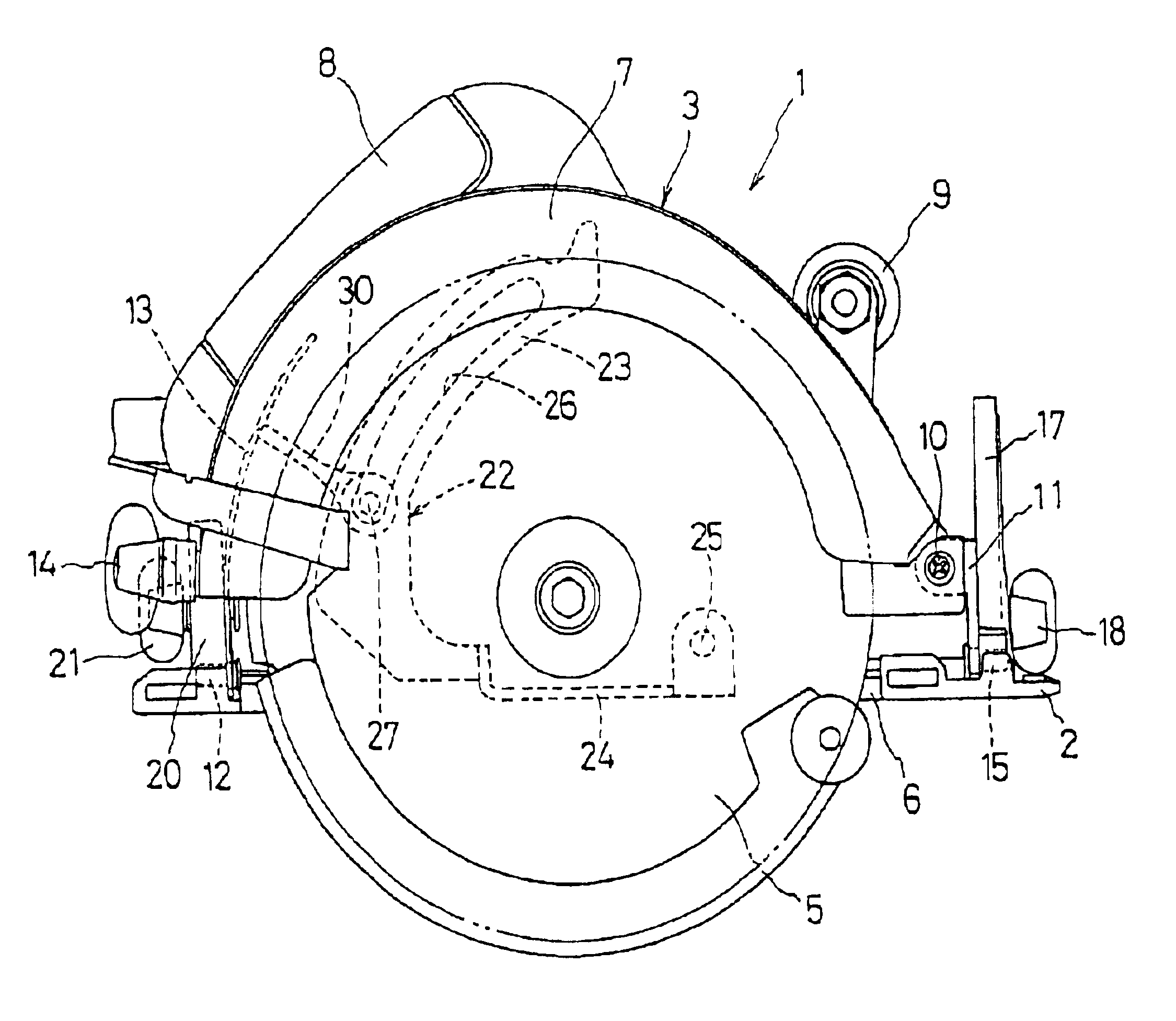 Circular saw with improved cutting depth adjustment