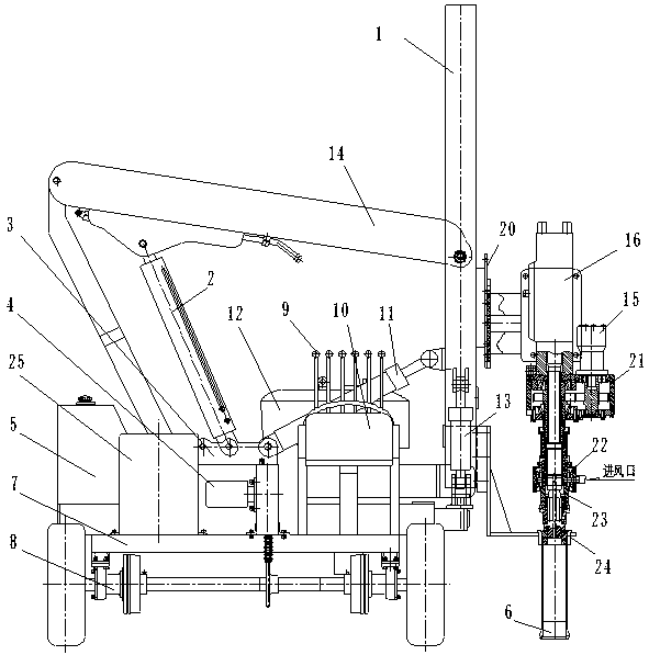 Drill pipe device of hydraulic pile driver