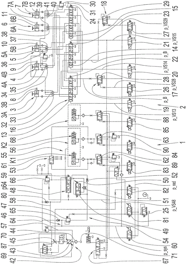 Transmission device having a hydraulic system