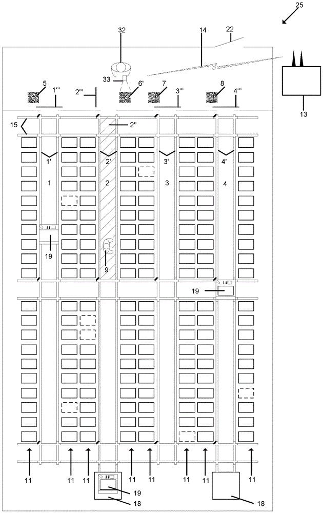 System for storing products, method for using such a system as well as a central control unit arranged to be operative in such a system