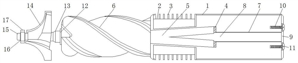 A four-blade eccentric fillet milling cutter with good heat dissipation performance and reduced vibration