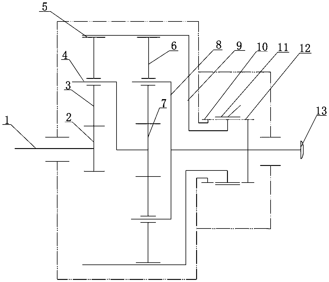 A two-speed large-speed differential transmission