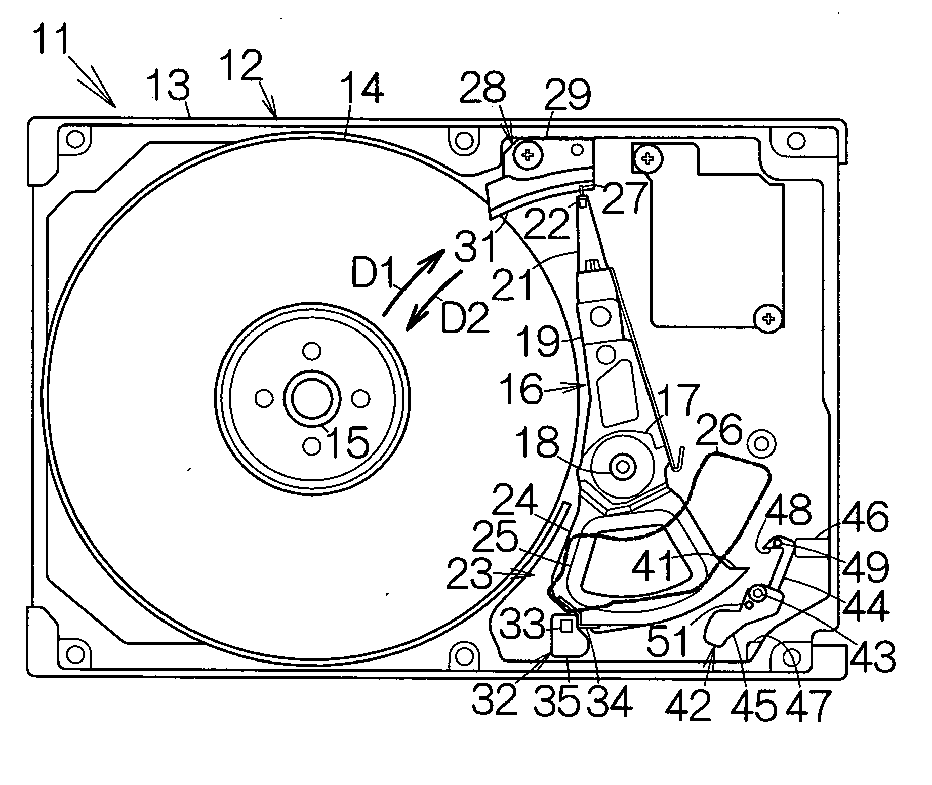 Recording medium drive including latch member for head actuator member