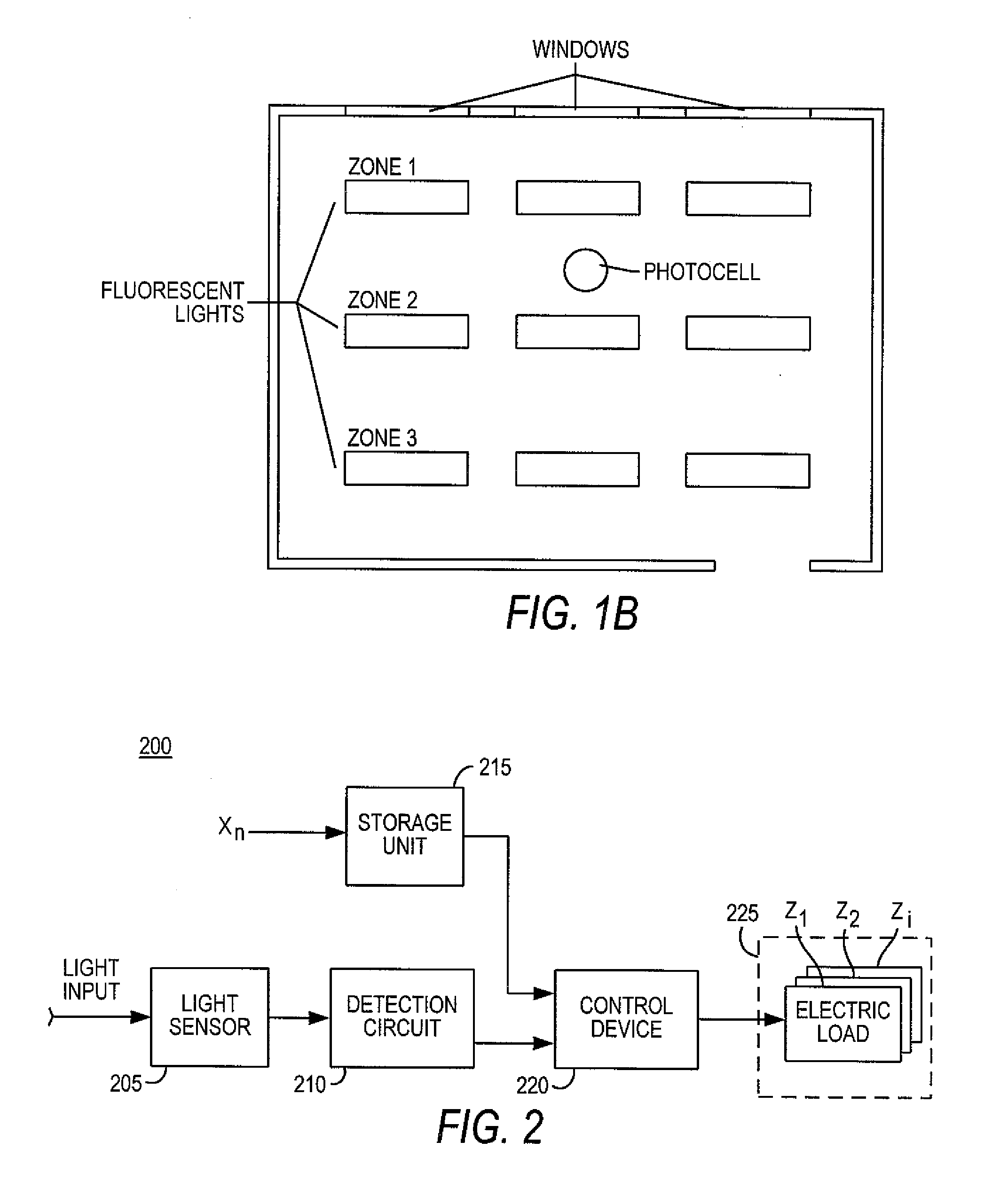 Multi-zone closed loop daylight harvesting having at least one light sensor