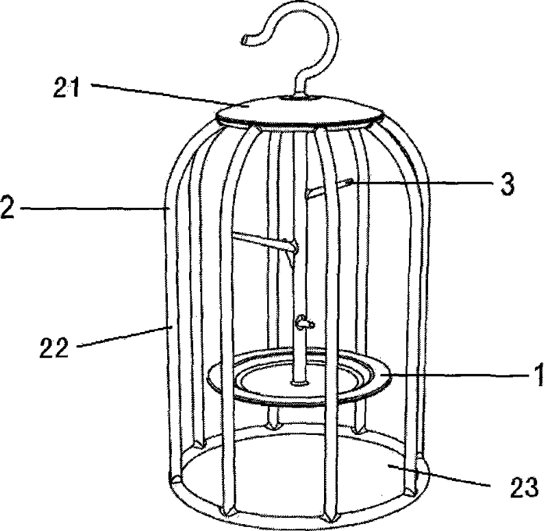 Outdoor bird feeding trough in shape of birdcage