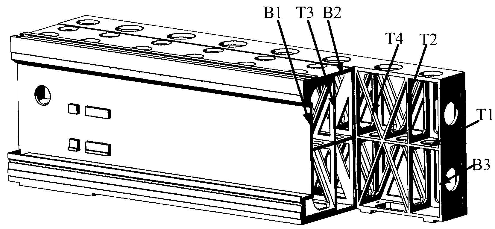 Optimum design method used for cross beam structure of numerical control machine tool and employing extreme dimension adjustment