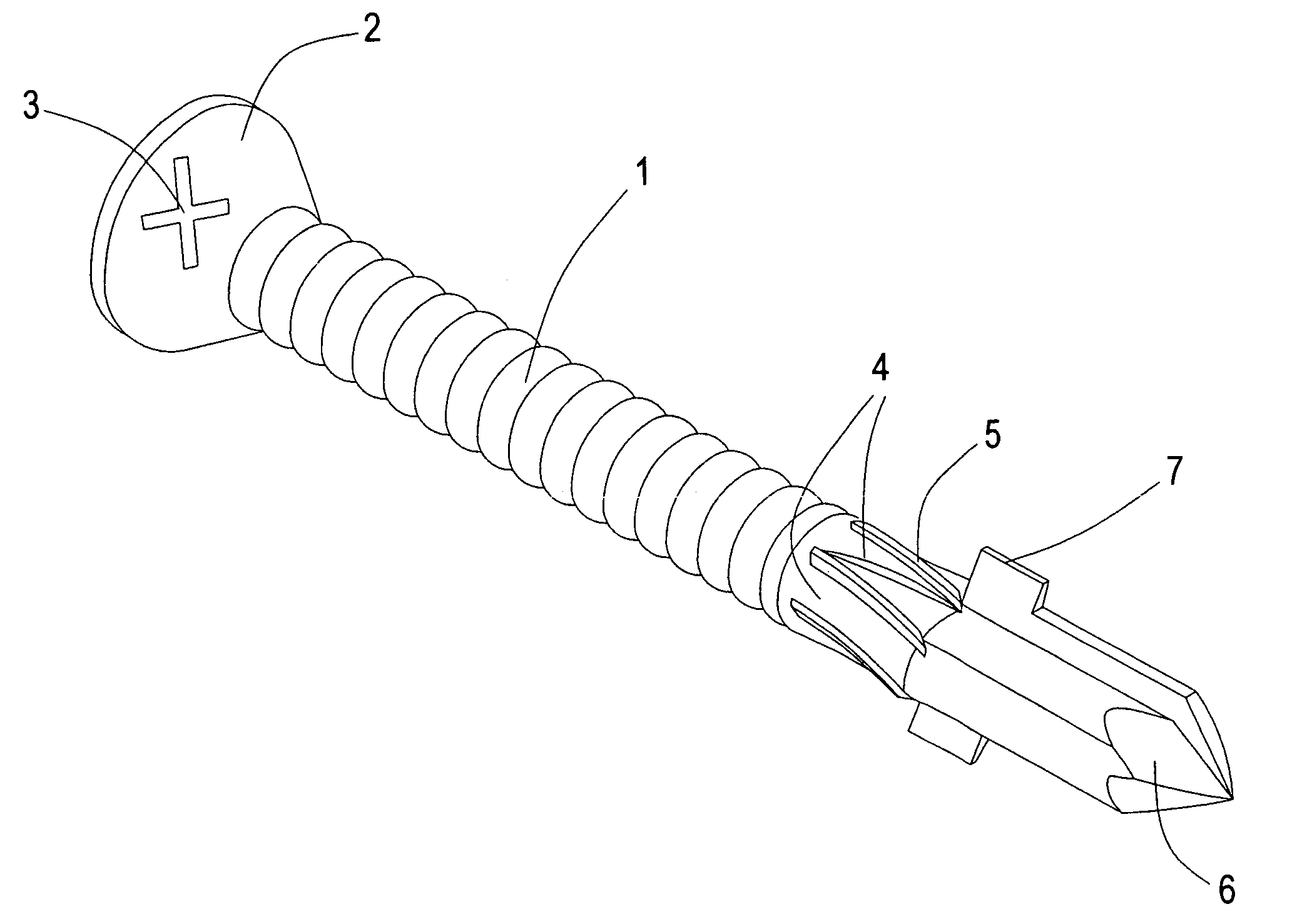 Screw with protruding sheets on head portion