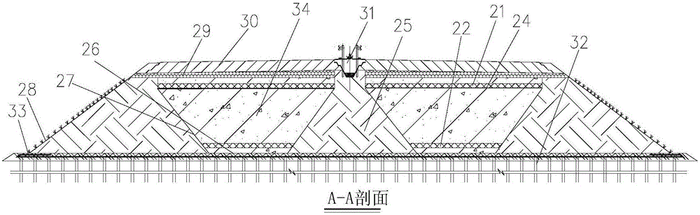 Non-bridgehead-conical-slope cast-in-situ baffle foam concrete light embankment structure and construction method