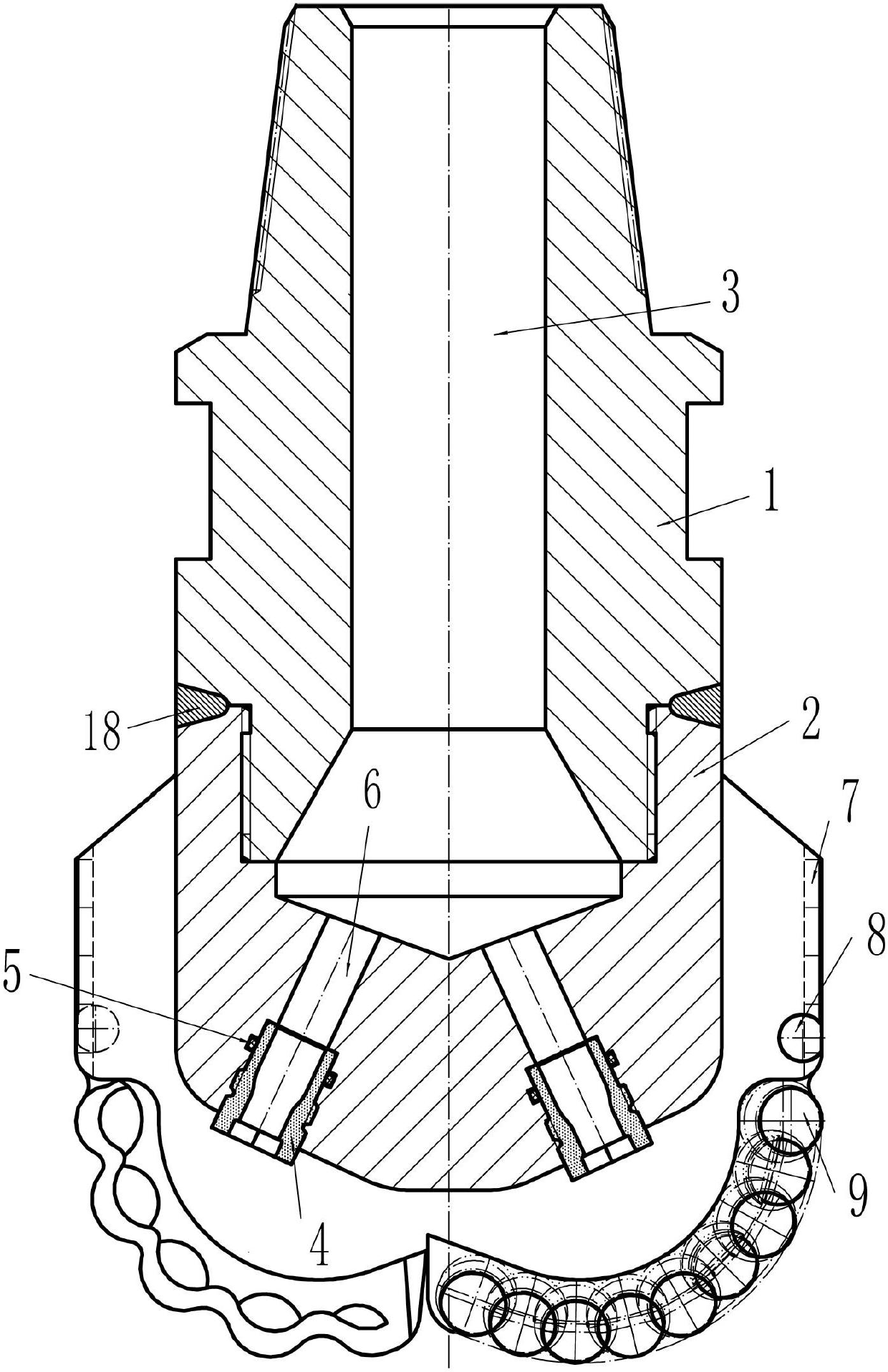 Cold-fixed PDC (polycrystalline diamond compact) bit