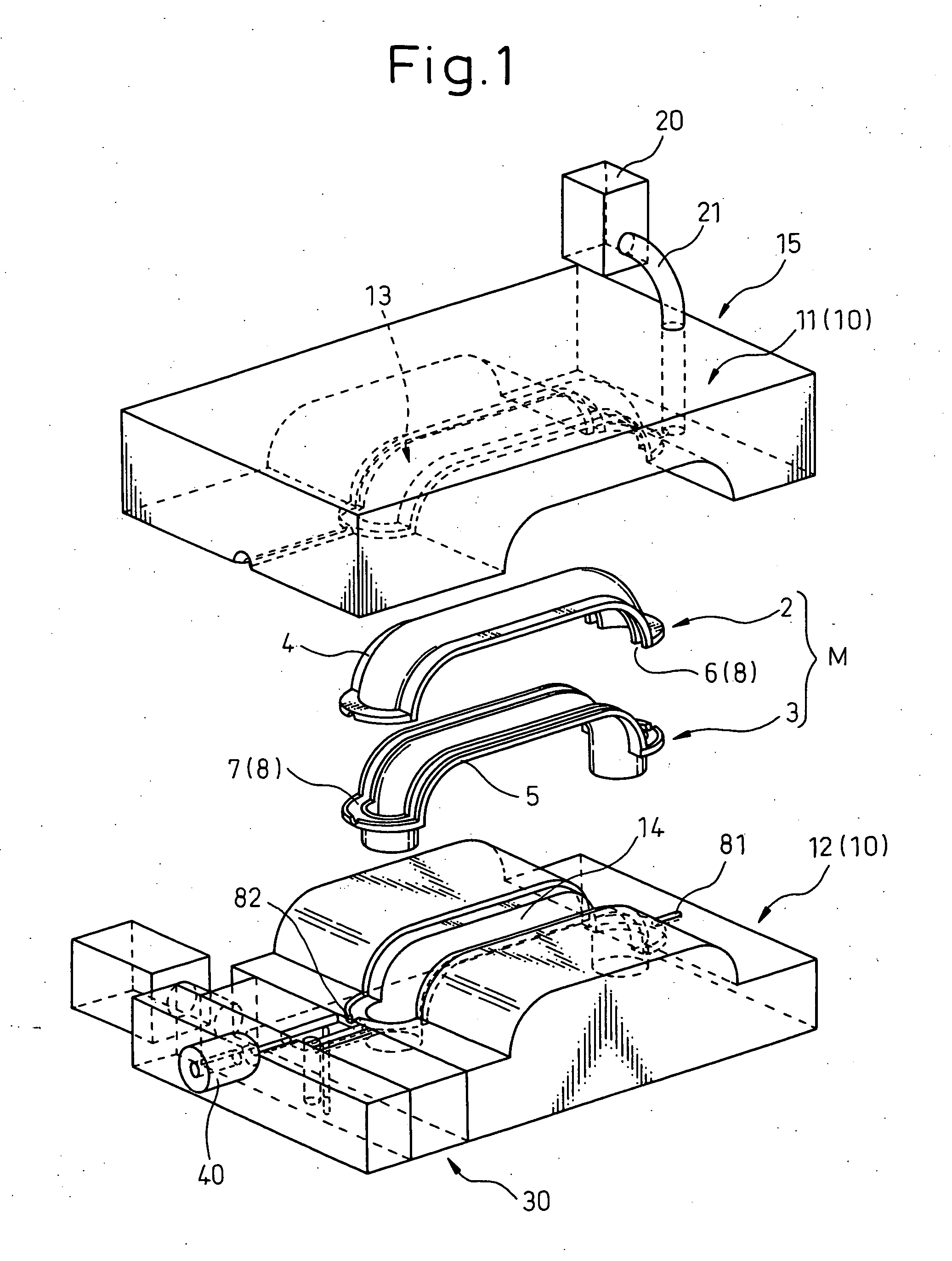 Heated medium supplying method and structure for secondary molding of resin molding component