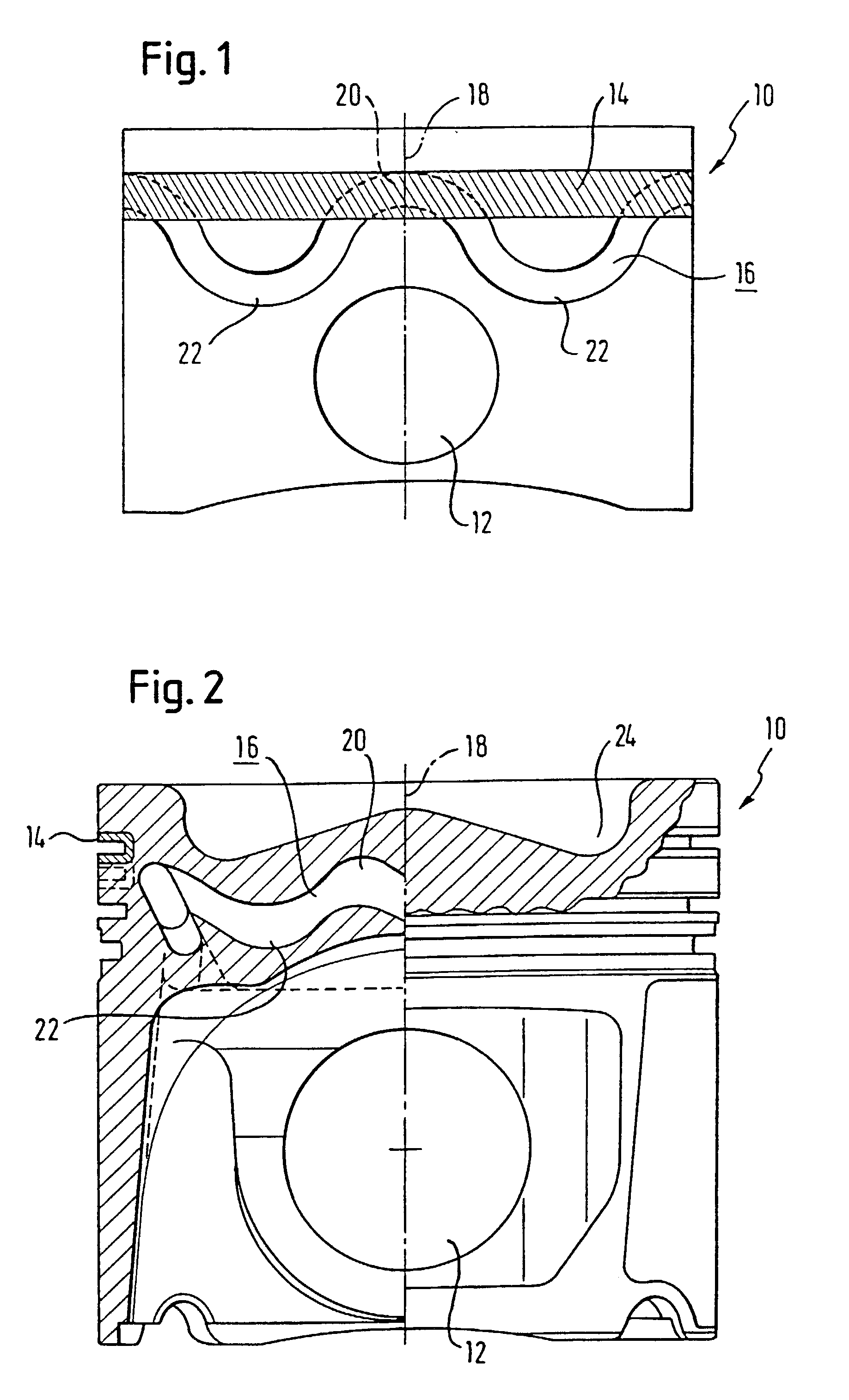 Liquid-cooled piston