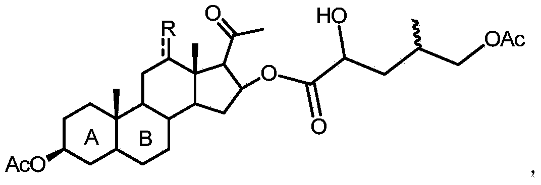 16-(2'-hydroxyl-4'-methyl-5'-acetoxyl) amyl acyloxy acetic acid progesterone alcohol compound as well as synthetic method and application thereof