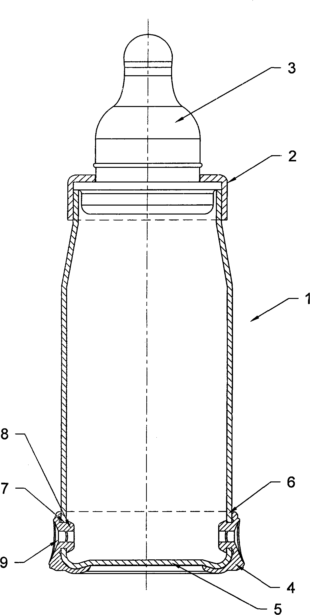 Feeding bottle with air-intake bobbin friction ring