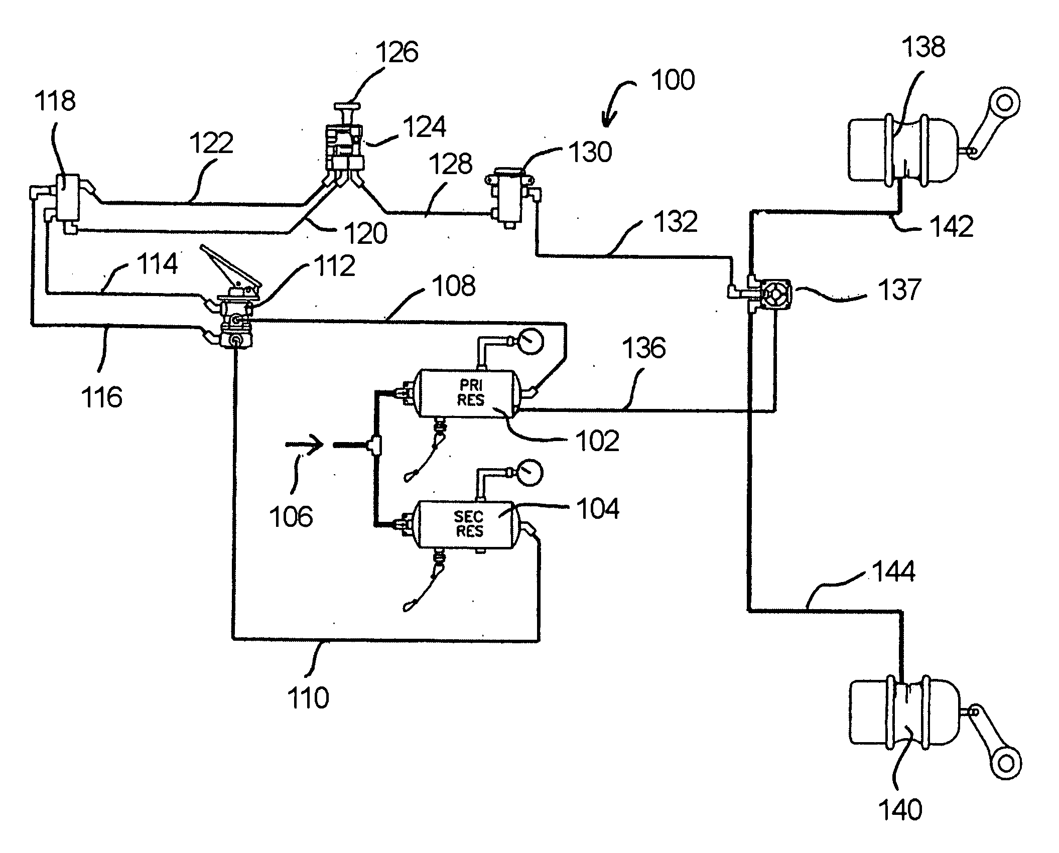 Electronic park brake valve system for air brakes vehicles