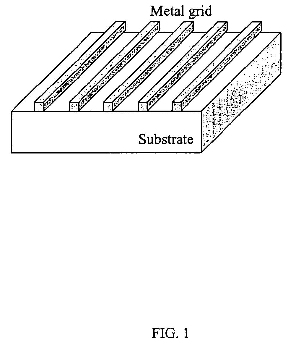 Grid polarizer with suppressed reflectivity