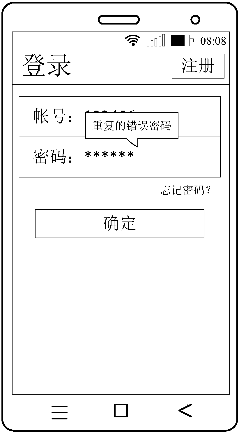 Wrong password prompt method and device