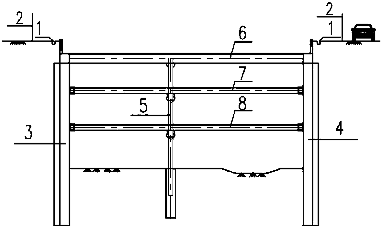 Amplitude separation and reverse support replacement construction method for open-excavated single-layer twin-bore or multi-bore tunnel