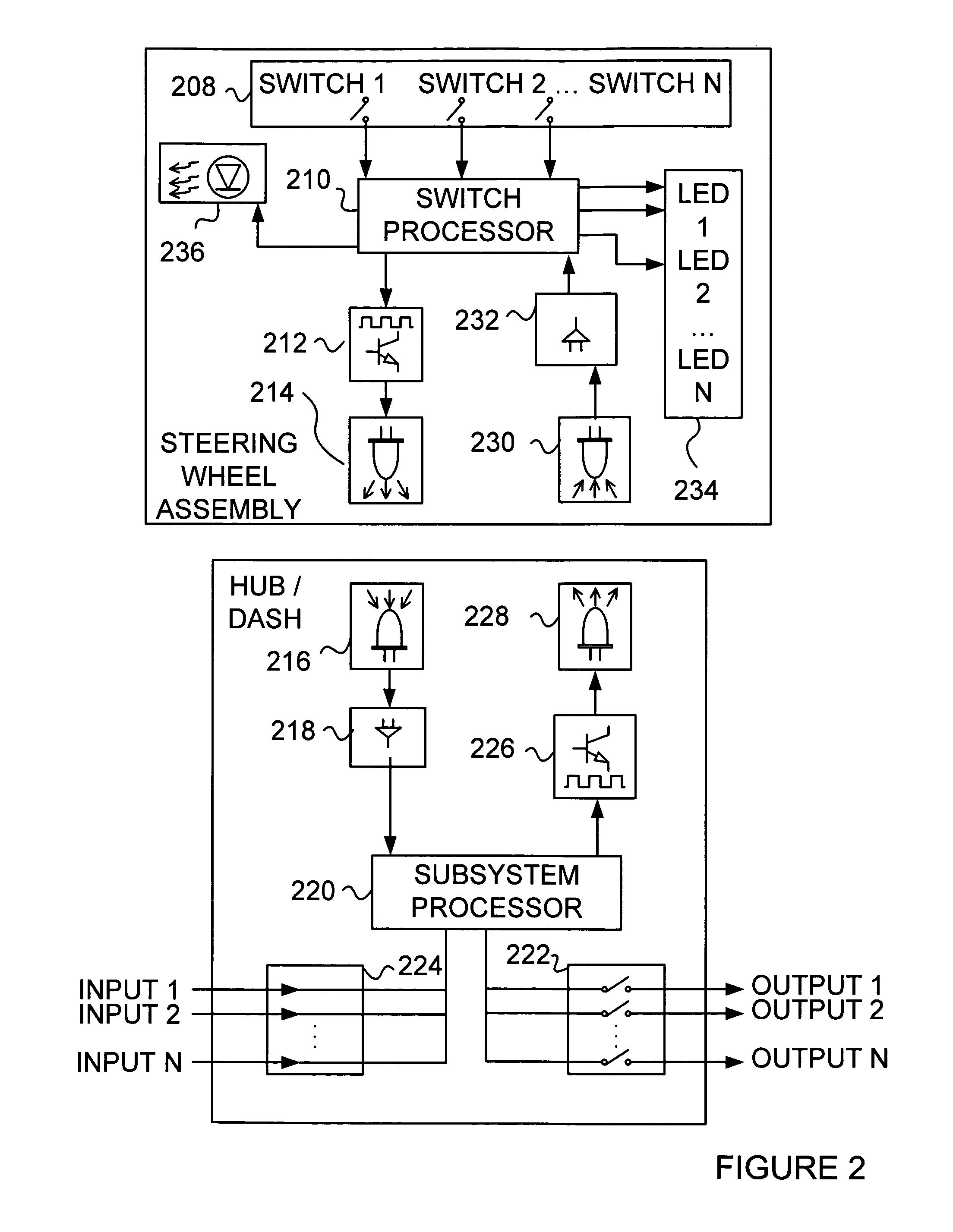 Status light for switch on boat steering wheel