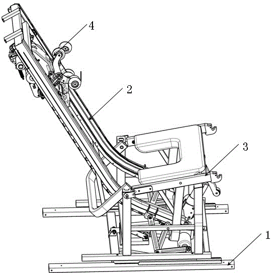 Massaging chair for massaging from head to upper leg at random angle